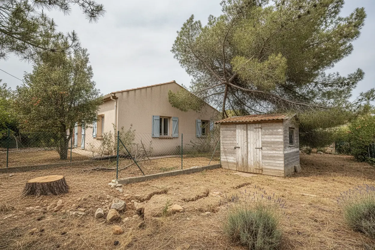 Pin fragilisé démonté au-dessus d'une clôture, après l’intervention à Hyères