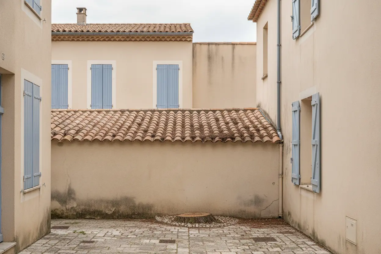 Abattage maîtrisé d'un pin dans un jardin resserré, après l’intervention à Hyères