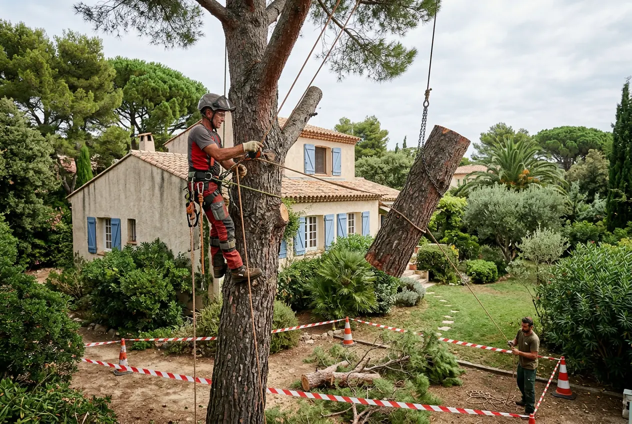 Équipe sécurisant une branche cassée à Hyères
